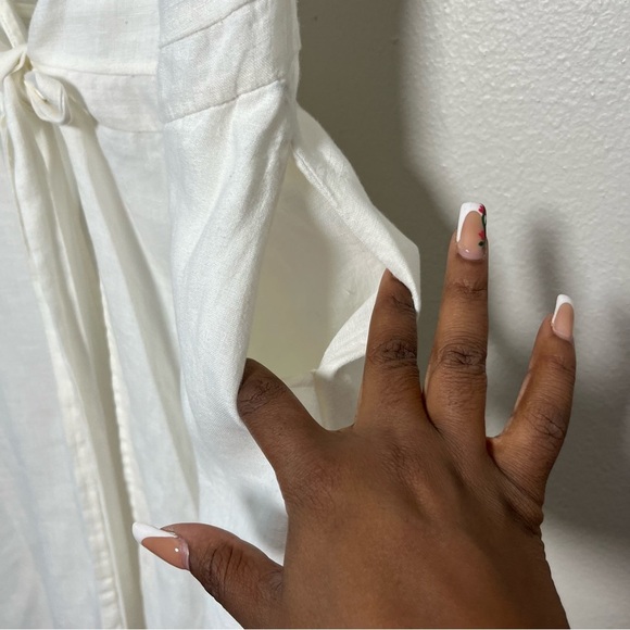 Calypso St. Barth Women Linen Dress Small White Wrap Cottagecore Boho Coastal - Picture 5 of 8